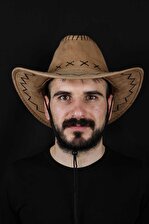 Erkek Şapka Süet Garson Kovboy Modeli Ayarlanabilir İpli