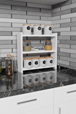CMK Store Tezgah Üstü Çok Amaçlı Baharatlık 3 Raflı Mutfak Rafı 40x10 cm Beyaz