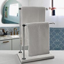 Mermer Ayaklı Gümüş / Metal Banyo El Havluluk Kağıt Havluluk Standı