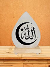Dekoratif Çankırı Kaya Tuzu Gece Lambası Damla Modeli Allah Lafzı Motifli