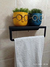 30 cm siyah Havlu Tutacağı Raf Metal Havlu Askısı Mutfak Banyo Raflı Havluluk Metal Raflı Havluluk