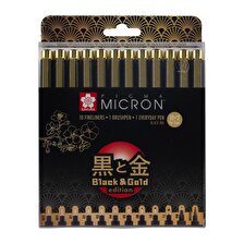 Sakura PİGMA MİCRON Teknik Kalem BLACK & GOLD EDITION SET 12'Lİ