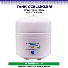 OverWater Su Arıtma Cihazı Kapalı Kasa Pompasız 12 Aşamalı LG Chem Kuno Membran Filtresi 12 Lt. Metal Tanklı CLOWOPFIM60M0L