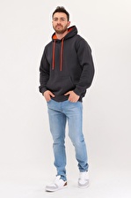 Erkek Kapüşonlu Füme Sweatshirt Hoodie