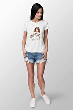 Taylor Swift Baskılı Dar Kesim Kadın Beyaz t-shirt