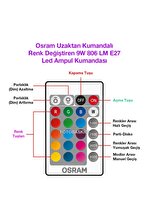Osram Rgb Kumandalı 9w (60w) E27 Dimmer Led Ampul Osram Rgbw Ana Renk Sarı Işık