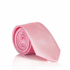 Pembe Slim Fit Düz Renk Dokuma Kravat / DDK-18