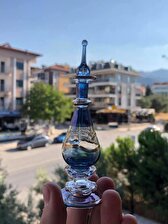 Osmanlı İşlemeli Esans Şişesi - El Yapımı Üfleme Cam Parfüm Şişesi    