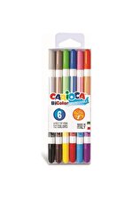 Carioca Çift Renkli Süper Yıkanabilir Keçeli Boya Kalemi 6'Lı (12 Renk) - Bicolor Kalem Seti