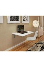 40x90 cm Beyaz Mermer Renk Duvara Monte Katlanır Masa , Çalışma Masası, Mutfak Masası