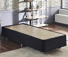 Niron Ela Baza -100x200 cm Tek Kişilik Sandıklı Siyah Kumaş Baza Silinebilir Soho Kumaş