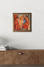 Pablo Picasso Avignonlu Kızlar Taş Duvar Tablosu Ahşap Çerçeveli Duvar Dekoru Wall Art 25x25cm