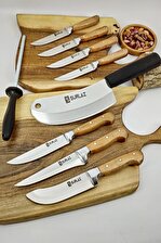 SürLaz Eko Mutfak Bıçağı Seti 9'lu Kahverengi - Siyah + Masat