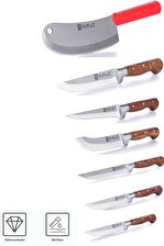 SürLaz Mutfak Bıçağı - Şef Bıçağı Seti 7'li Kahverengi - Kırmızı 