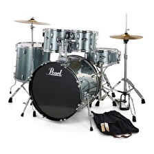 PEARL RS505C/C706 - Roadshow Charcoal Metallic 5 Parça (20B/10T/12T/14F/14S) Aksamlı & Zilli Akustik Davul Seti