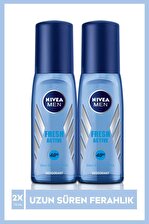 NIVEA Men Erkek Pump Sprey Deodorant Fresh Active  Ter ve Ter Kokusuna Karşı 48 Saat Deodorant Koruması  75mlx2