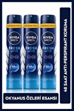 NIVEA MEN Erkek Sprey Deodorant Fresh Active,48 Saat Deodorant Koruması 200mlx3Adet