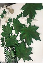 Sister Home Design Çınar Yaprağı 32x35 cm Yaprak Yeşil Silinebilir Amerikan Servis Takımı Tek Kişilik