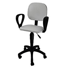 Bilgisayar Sekreter Ofis Ev Öğrenci Eko Çalışma Sandalyesi Deri Döşeme Beyaz
