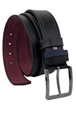 Siyah Suni Deri Dikişli 4 cm.lik Spor Kemer - 7000-105-22Y