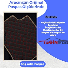 Mercedes A Serisi W169 2004-2012 Prime Siyah Kırmızı Deri Bej Kenar Paspas