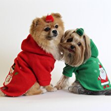 Maxstylespet  Kardan Adam Nakışlı Astarlı Kırmızı Pet Ceket Kedi Köpek Kıyafeti