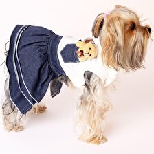 Maxstylespet  Pet Ayıcık Elbise - Lacivert Köpek ve Kedi Kıyafeti 