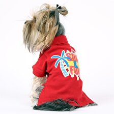 Maxstylespet  Lacoste Pet Tshirt (Sun&Fun) Kırmızı-  Köpek ve Kedi Kıyafeti 
