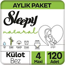 Sleepy Natural Aylık Paket Külot Bez 4 Numara Maxi 120'li