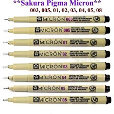 Sakura Pigma Micron Teknik Çizim Kalem Seti 8'li (0.03 - 0.05 - 0.1 - 0.2 - 0.3 - 04 - 0.5 - 0.8)