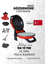 Erato Taşfırınım Pizza Makinesi, Lahmacun Makinesi Doğal Taş Fırın - Timer - 400 C. - Kırmızı