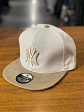 NY Yankees Nakışlı Beyaz Bej Renk Hip Hop Snapback Rapper Cap Şapka