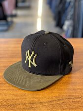 NY Yankees Nakışlı Siyah Haki Renk Hip Hop Snapback Rapper Cap Şapka