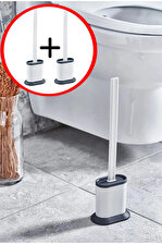 2 Adet Ultra Hijyenik Esnek Silikon Uçlu Tuvalet Fırçası Seti Klozet Temizleme Fırçası 2