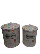 Desenli Metal 2 Li Patates Soğan Sepeti