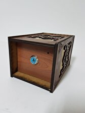 Ahşap Tip Box Bahşiş Kutusu Anahtarlı Kilitli Kahverengi