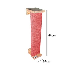 Barış Dizayn Doğal Ahşap Duvara Monte Kedi Tırmalama direği Tırmalaması Tırnaklama (40cm) Kırmızı