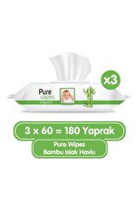 Pure Baby Organik Bambu Özlü 60 Yaprak 3'lü Paket Islak Mendil