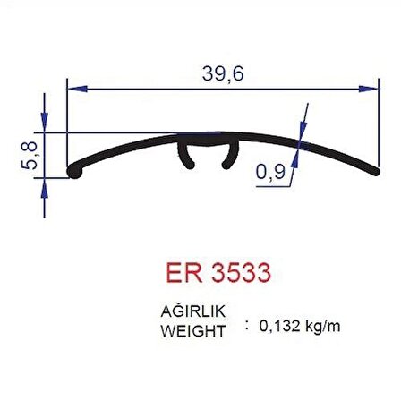 Eşik Kapama Profili ER 3533 Eloksal Mat 3 metre