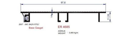 Mutfak Alt Baza Profili 10mm ER 4685 Eloksal Parlak 3 metre