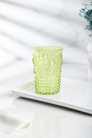 Akrilik Yeşil 6'lı Kısa Bardak & Su Meşrubat Kahve Yanı Bardağı 400 ml ( Cam Değildir )