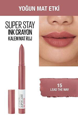 Maybelline New York Super Stay Ink Crayon Kalem Mat Ruj - 15 Lead The Way