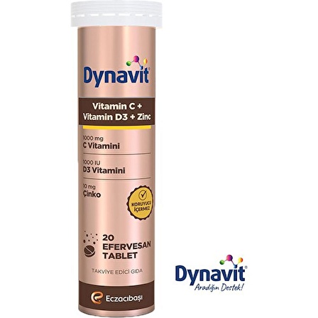 Dynavit Vitamin C + Vitamin D3 + Çinko Efervesan 20 Tablet