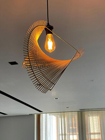 Mady Aksesuar Bambu Avize 45 cm -İskandinac Bohem ,Özel Tasarım Aydınlatma-Salon,Mutfak.Ofis