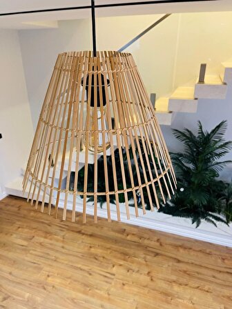 Mady Aksesuar Bambu Avize 35 cm  -Iskandinav Bohem ,Özel Tasarım Aydınlatma-Mutfak,Antre,Salon,Ofis