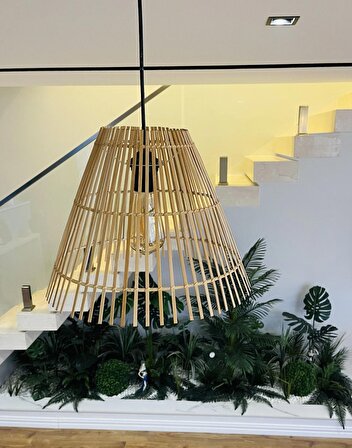 Mady Aksesuar Bambu Avize 35 cm  -Iskandinav Bohem ,Özel Tasarım Aydınlatma-Mutfak,Antre,Salon,Ofis
