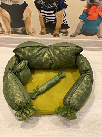 Mady Aksesuar Konforlu Kedi Köpek Yatağı 45x28x5 cm  Süngerli Yeşil Koltuk