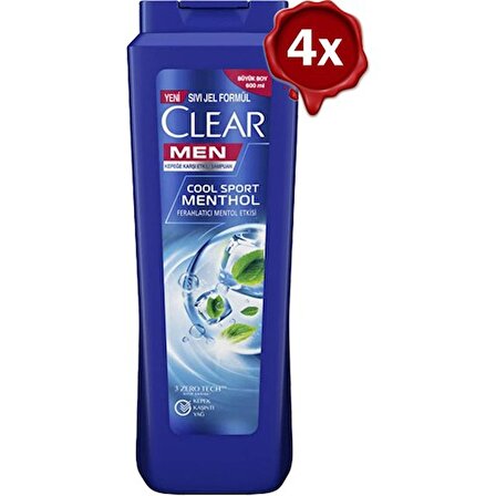 Clear Men Cool Sport Menthol Erkek Şampuan 600ML x 4 Adet