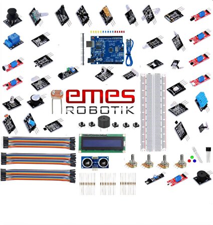 EMES ROBOTİK Arduino Uno R3 161 Parça  Robotik Kodlama Uygulamaları Mega Başlangıç Seti M1