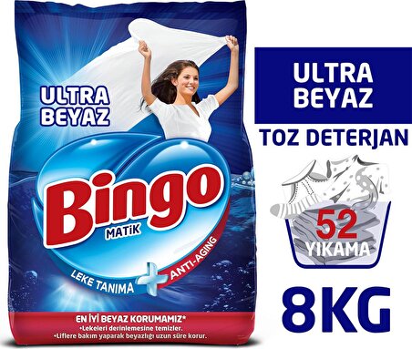 Bingo Matik Toz Çamaşır Deterjanı 4 kg Ultra Beyaz 2'li